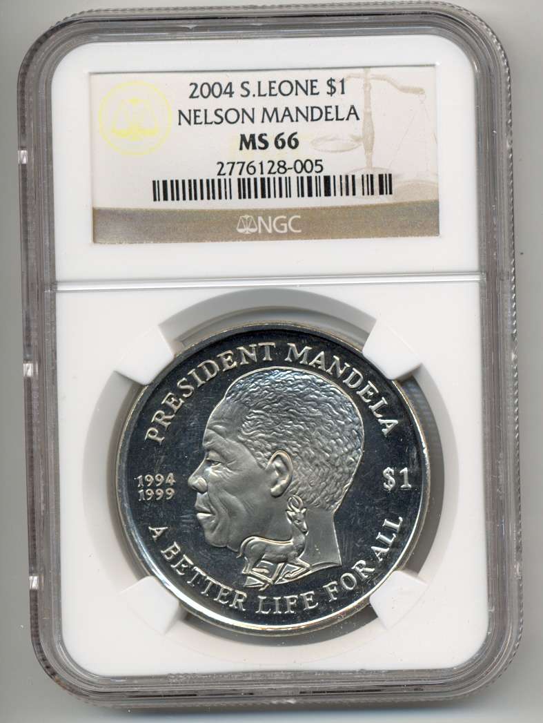 2004 *** $1 *** MS66 *** Sierra Leone "A Better Life for All - President Nelson Mandela"