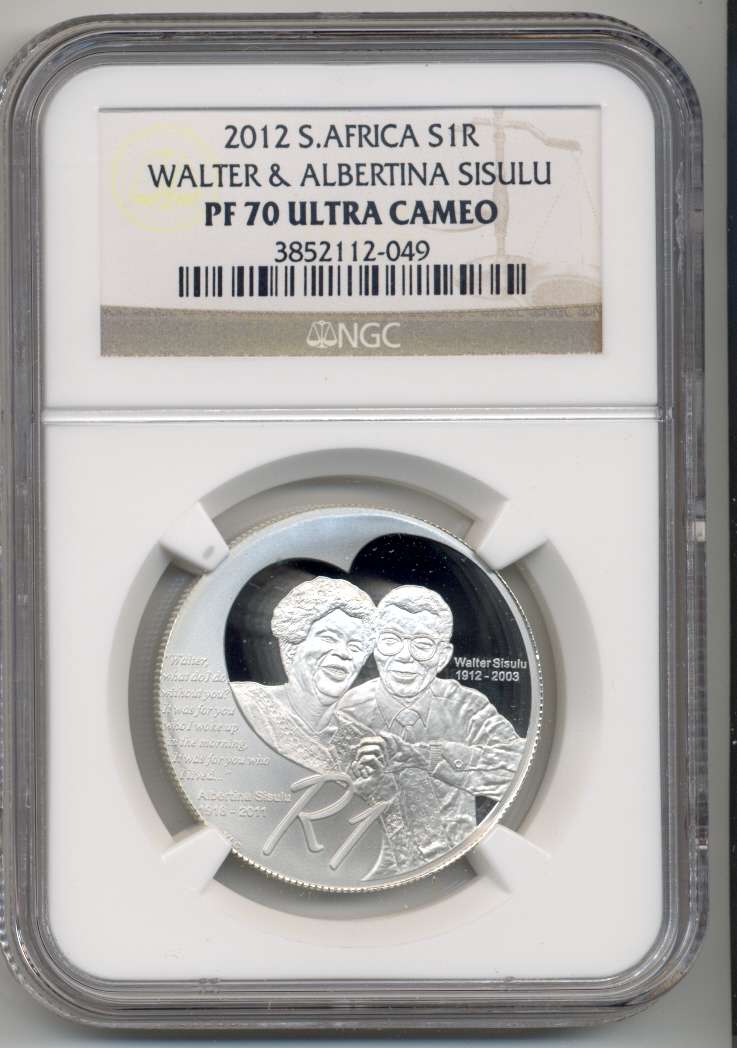 2012 *** SILVER R1 *** PF70 UC *** Walter & Albertina Sisulu