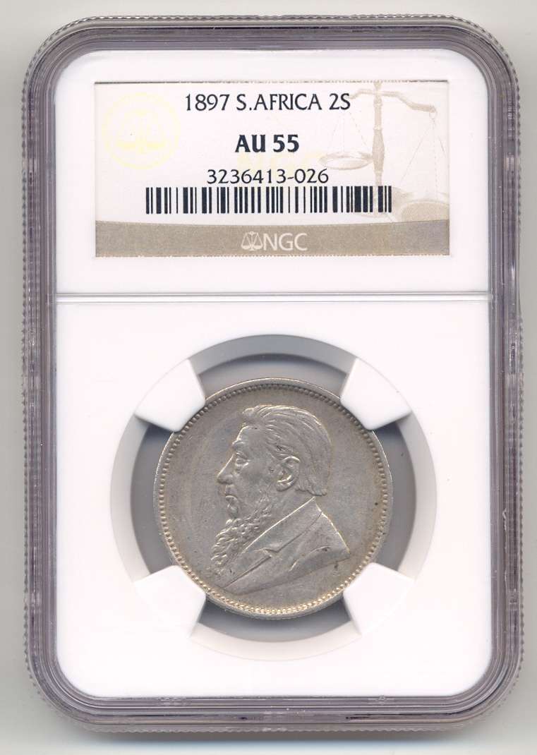 1897 *** 2S *** AU55 *** Invest in ZAR's; a bargain!