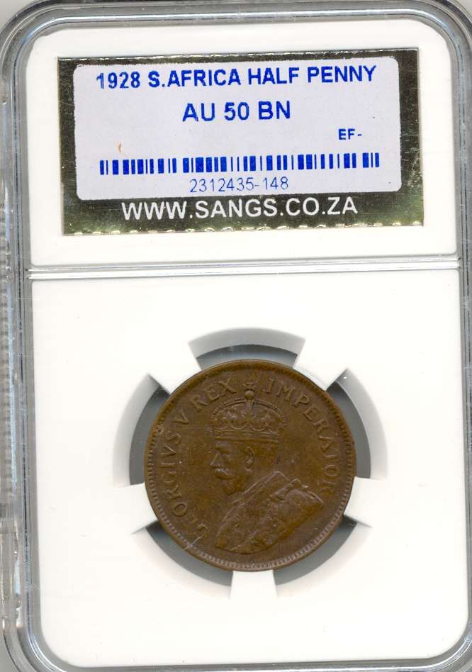1928 *** 1/2P *** AU50BN *** Hard coin to find, R4000 catalogue in unc