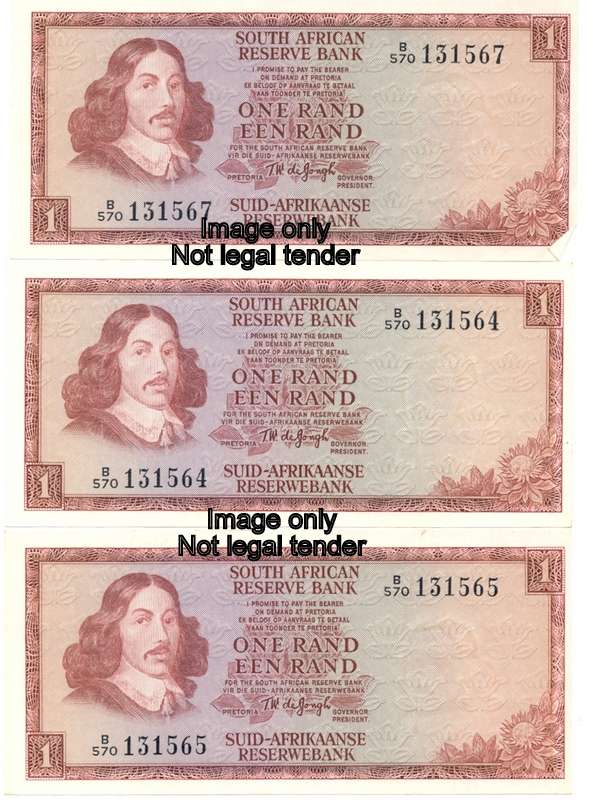 R1 third issue *** TW de Jongh; 3 notes, one has a corner fold; Bid/note to take the lot, R1 start
