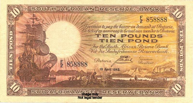 10 pounds issued in 1943 *** Postmus *** EF *** Incredible number 858888