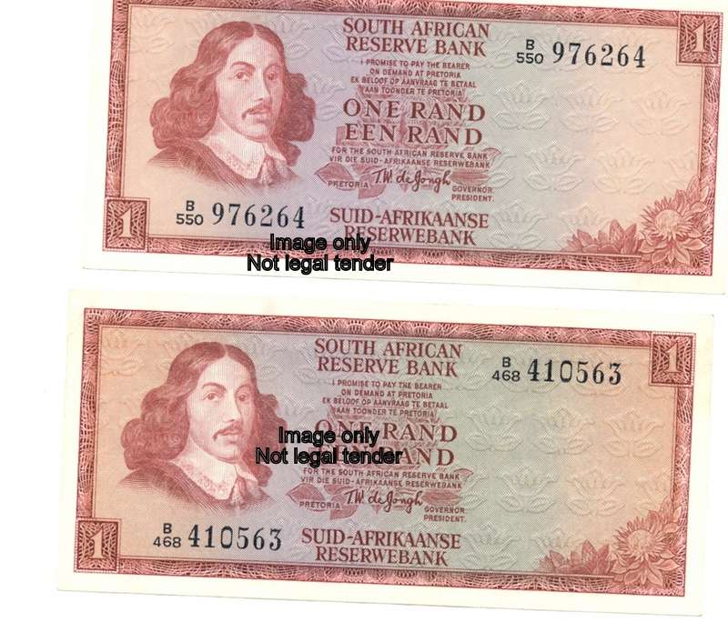 R1 third issue *** TW de Jongh *** VF *** Shows indent from a paper clip; bid per note for both