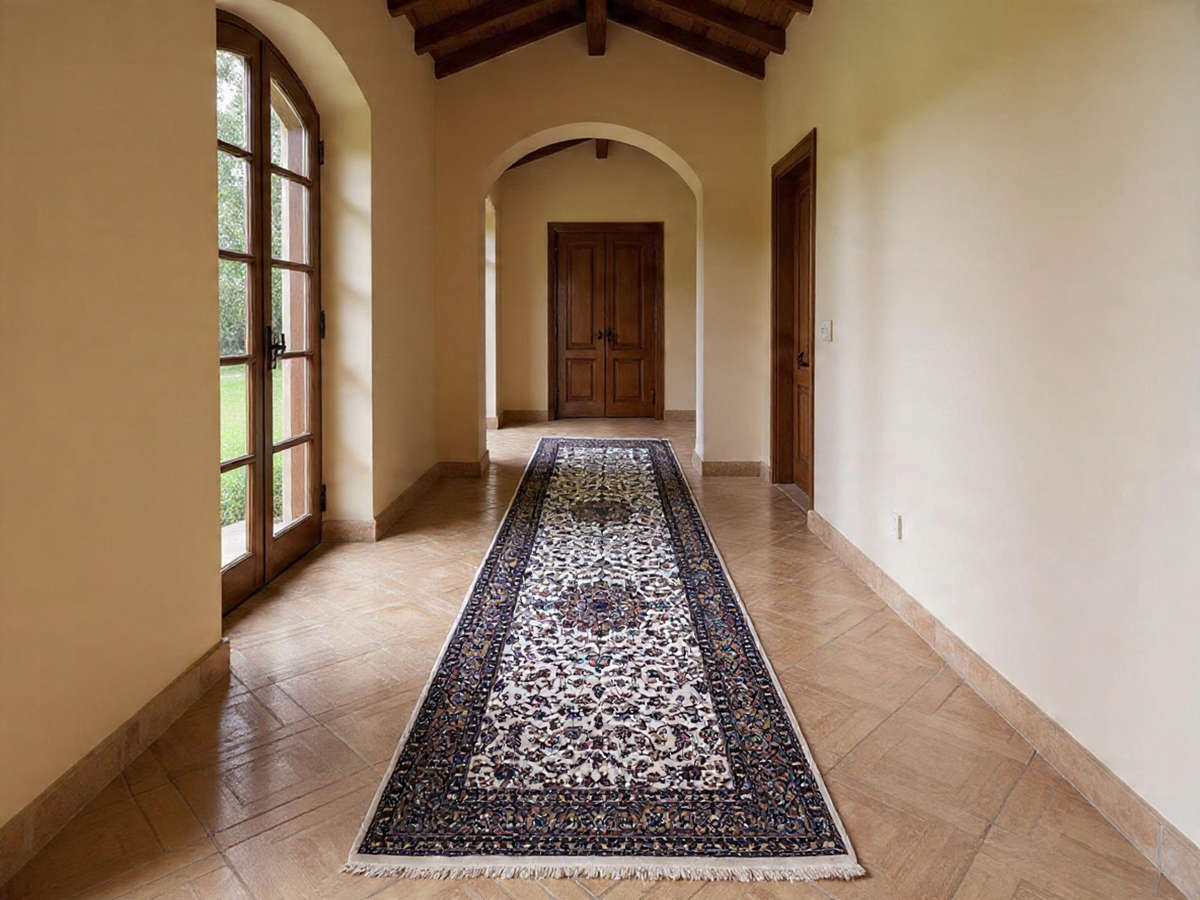 3 Meter Cream, Beige Persian Design Runner Carpet  Soft Polyester Hallway Rug