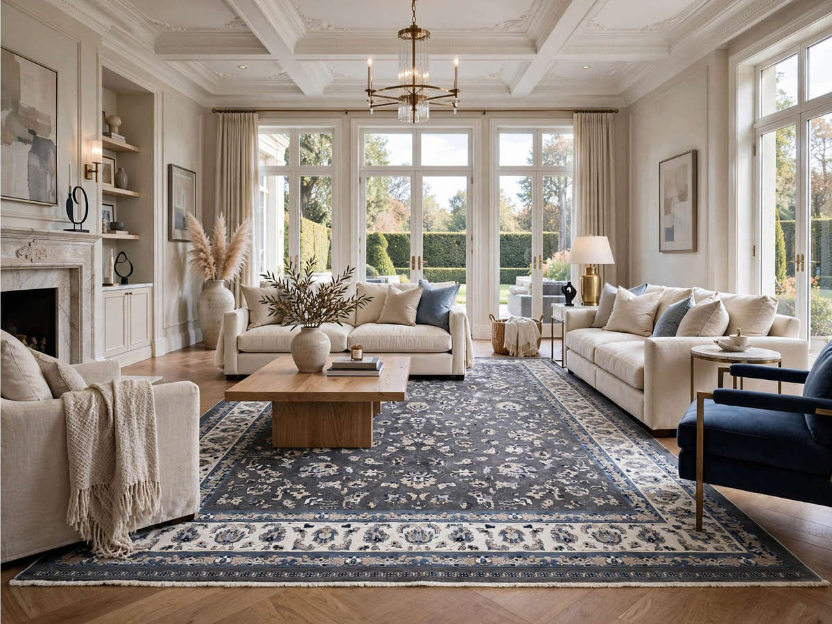 Large Grey Persian Style Carpet  Turkish Machine Made 400x300cm