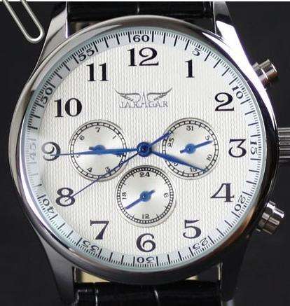New Mens White Chrono Dial Automatic Mechanical Watch Gift Sale