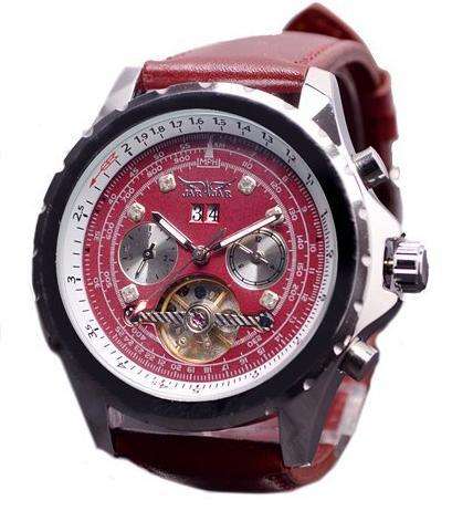 Premium Luxury  Leather Tourbillon Wristwatch Automatic Mechanical Watch Men Fashion Gift Gift Sale