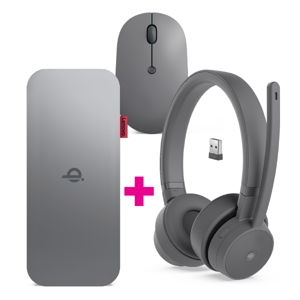 LENOVO GO WIRED ANC HEADSET + WIRELESS MOBILE POWER BANK + WIRELESS MOUSE BUNDLE