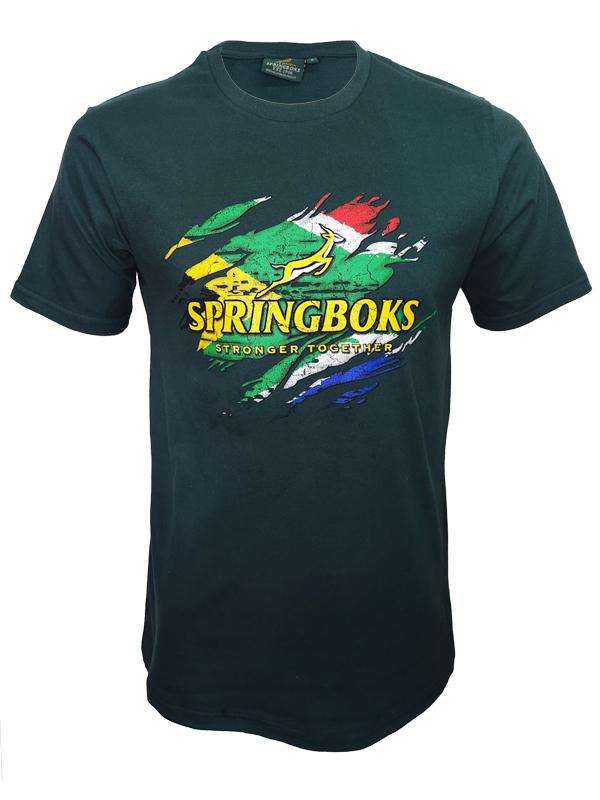 Mens Springbok SA Flag Tee Green