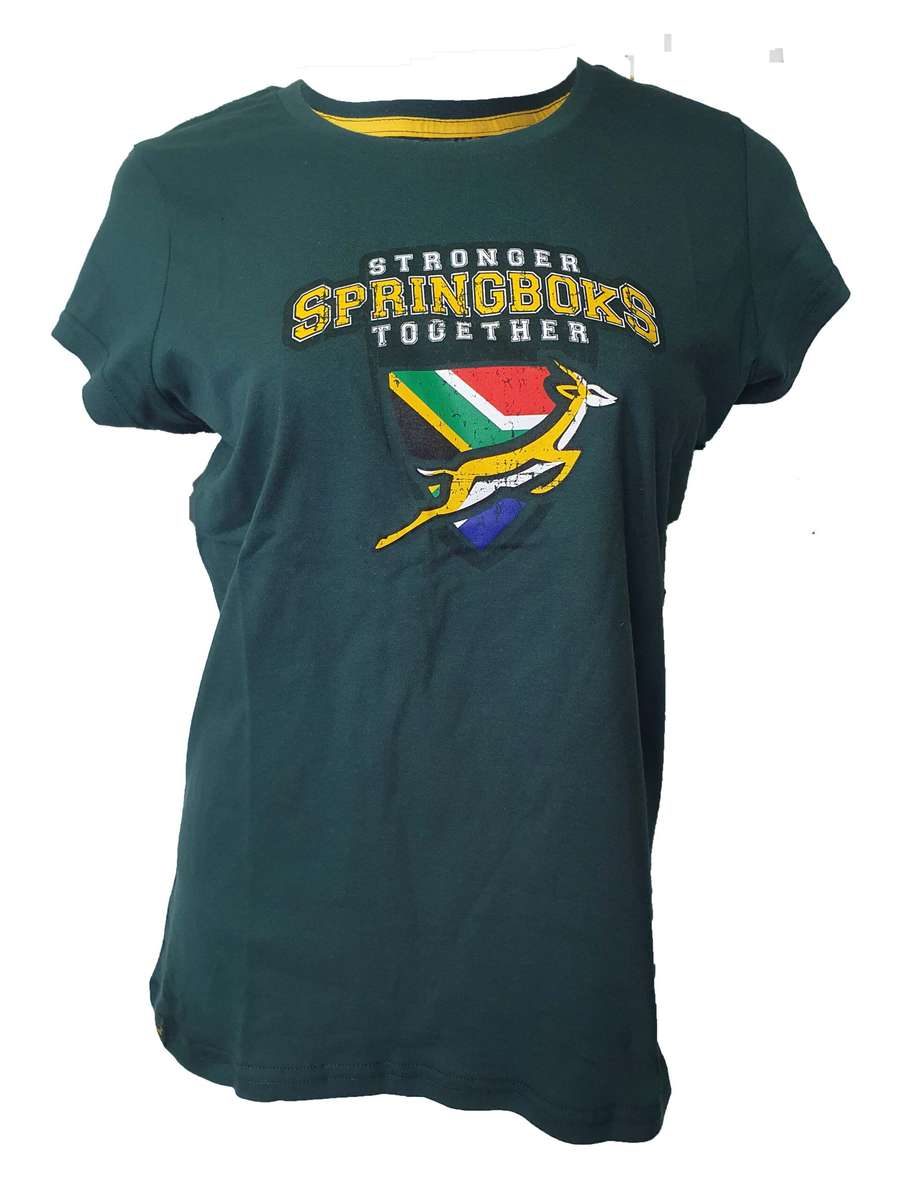 Ladies T Shirt Springboks Stronger Together Green