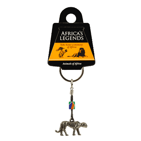 Key Ring Cheetah South Africa Flag Fimo Silver