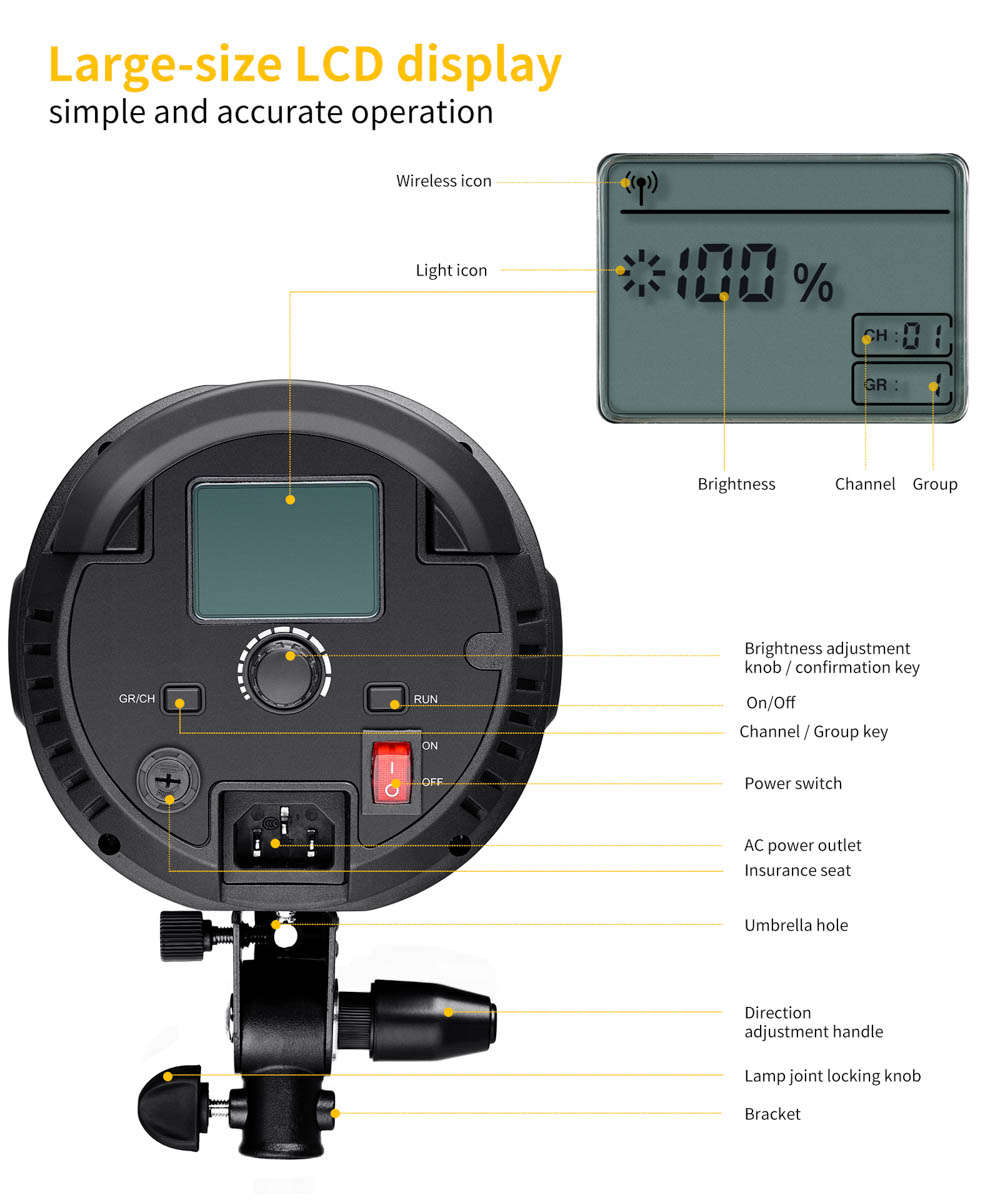 K&F ST-150W LED Video Light - Dimmable Daylight COB LED with Bowens Mount