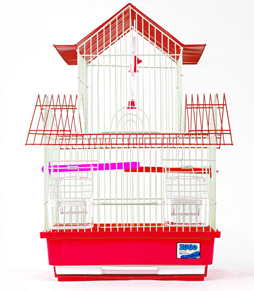 Aviary Bird Cage 3  30x23x46cm  Red | Zugo | Bold Red Bird Cage for Small & Medium Birds