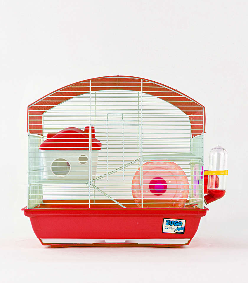Hamster Cage 3  37x28x35cm  Red | Zugo | Vibrant Red Multi-Level Hamster Cage