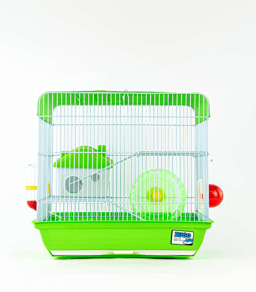 Small Animal Cage 4  37x28x35cm  Green | Zugo | Multi-Level Green Small Animal Cage with Ac...