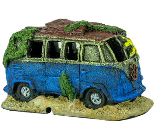 Sunken Mini Van Aquarium Decoration | Zugo | Realistic Mini Fish Tank Ornament (13X7,3X8cm)
