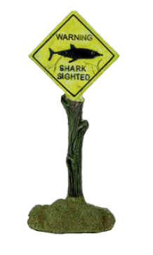 Shark Warning Sign Aquarium Decoration  | Realistic Mini Fish Tank Ornament (6,5X4,5X16cm)