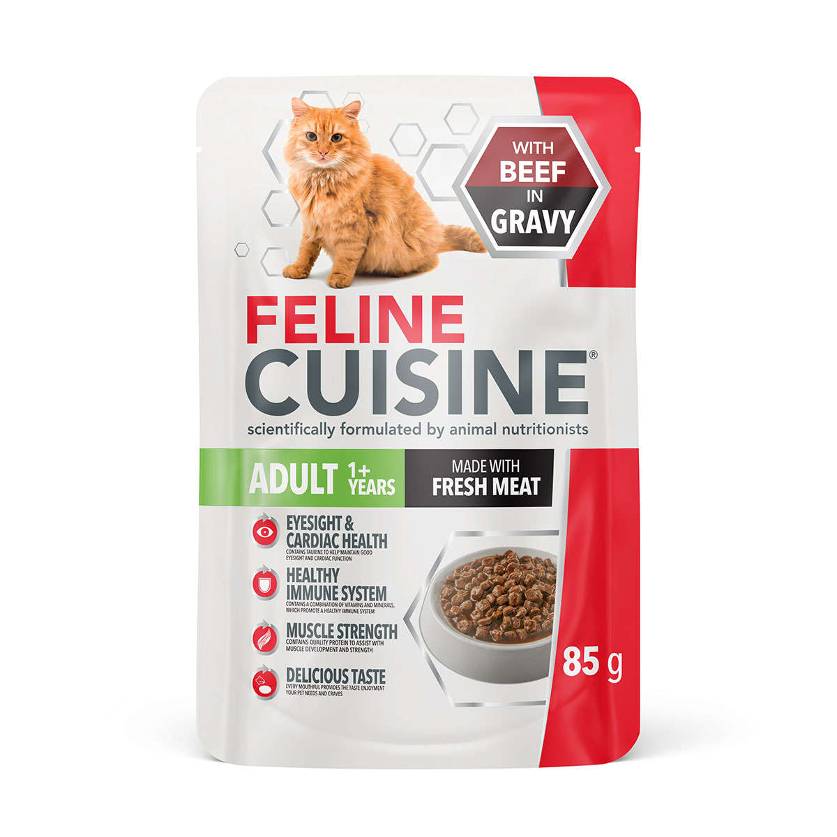 Feline Cuisine Cat Food Beef in Gravy  85g Pouch | Feline Cuisine | High-Protein Beef in Gravy...