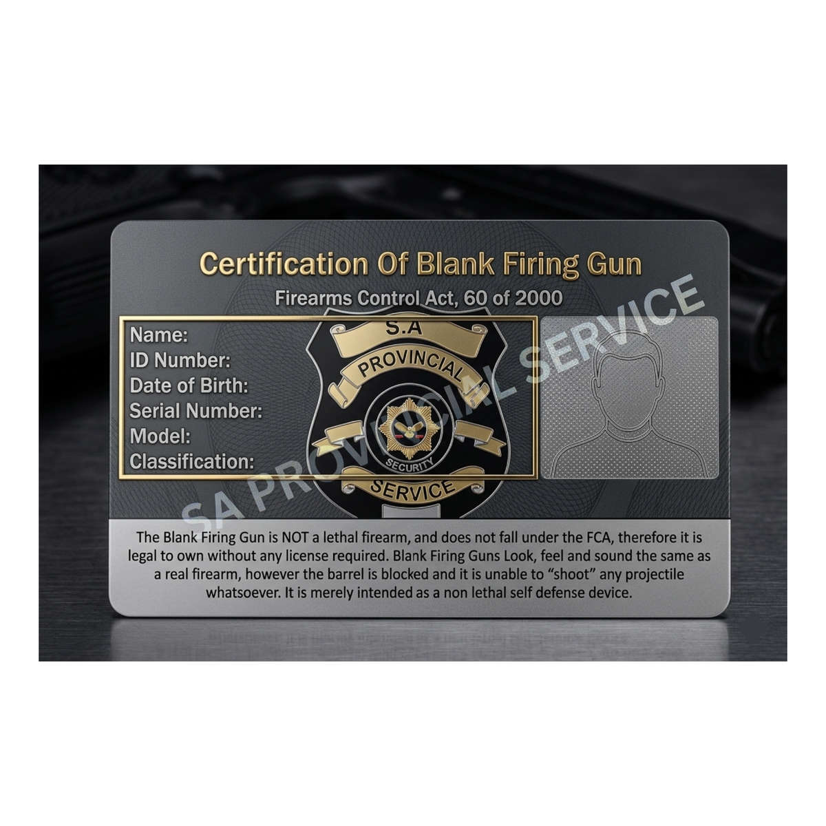 Blank Gun Licence Card