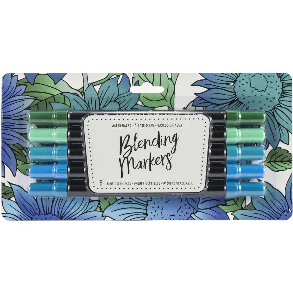 American Crafts Blending Markers 5/Pkg Blue Green