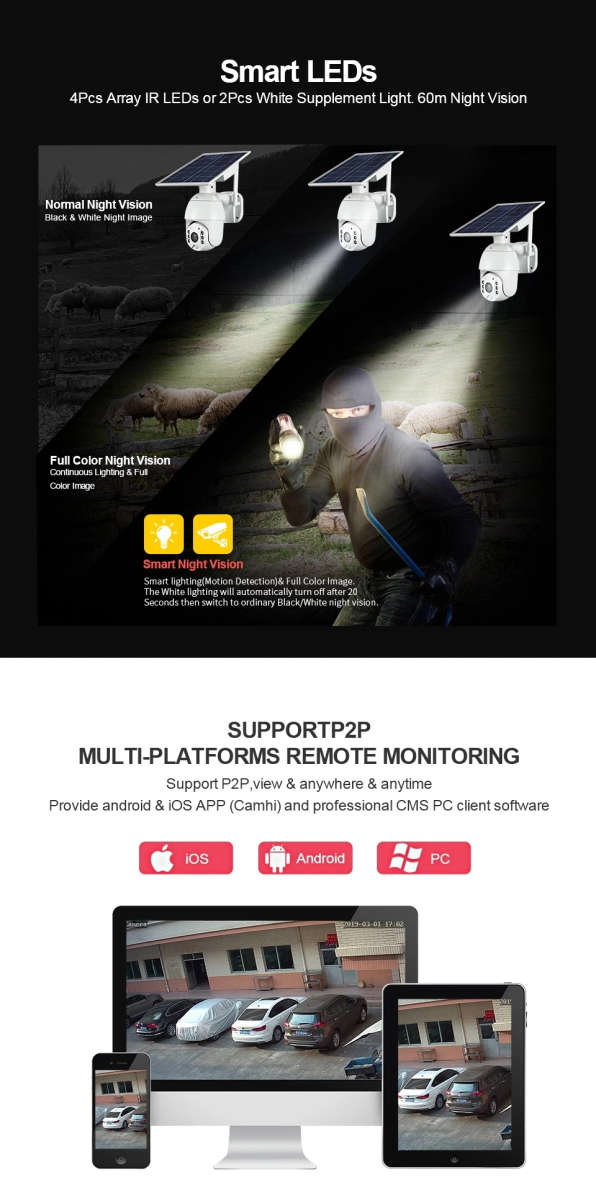 Solar Outdoor Security Wireless PTZ Camera Wifi (Batteries Included)