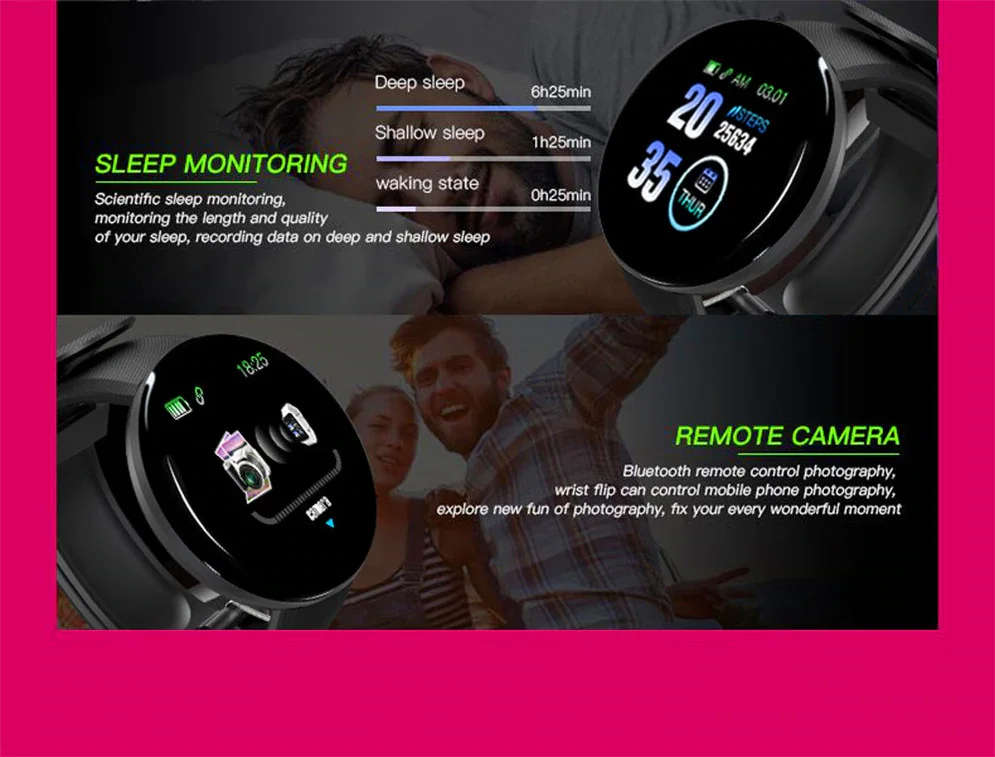 D18 SMART BRACELET AND HEART RATE MONITOR