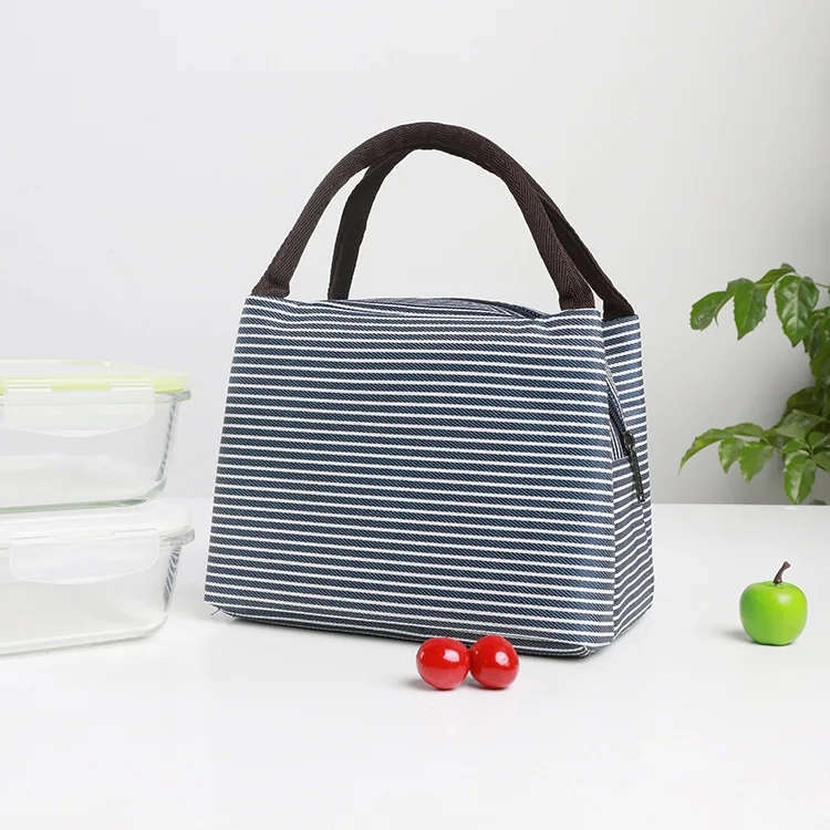 Hot section Oxford cloth striped double insulation bag outdoor picnic bag double meal package