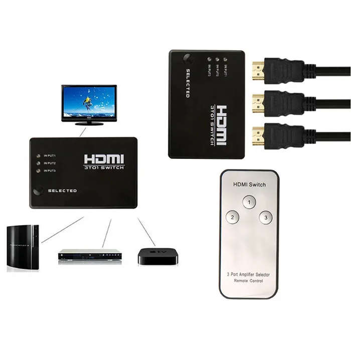 3 Port HDMI Switch Switcher Splitter for HDTV 1080P PS