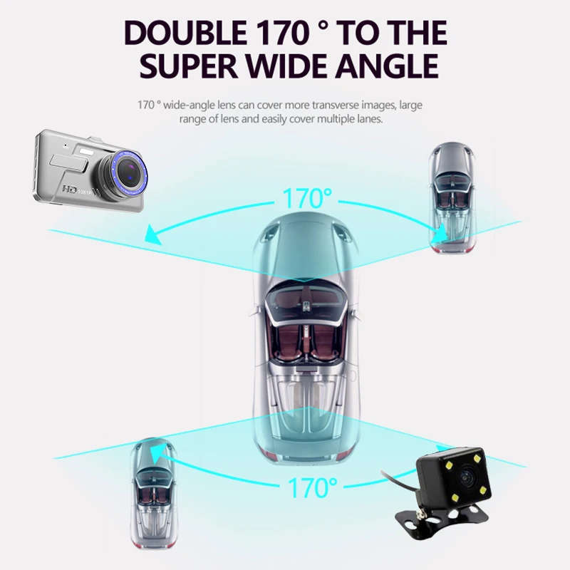 Car Dash Camera Video Recorder 1080P DVR Dual Lens With Rear View Camera Night Vision
