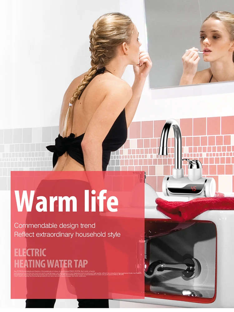 Electric Tankless Instant Hot Water Heater Faucet Kitchen Heating Tap