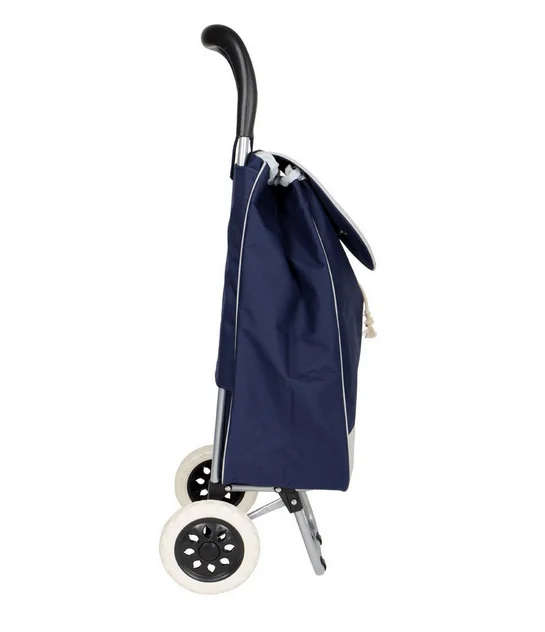 Grocery Large Shopping Trolley Bag On Wheels Push Tote Foldable Grocery Luggage - Blue