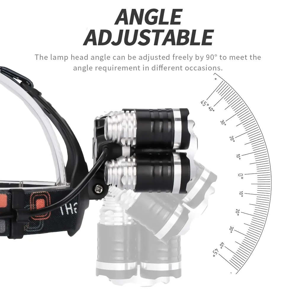 Super Bright 5 Led Headlamp XML T6+4Q5 18650 USB Rechargeable High Power Led Headlamp