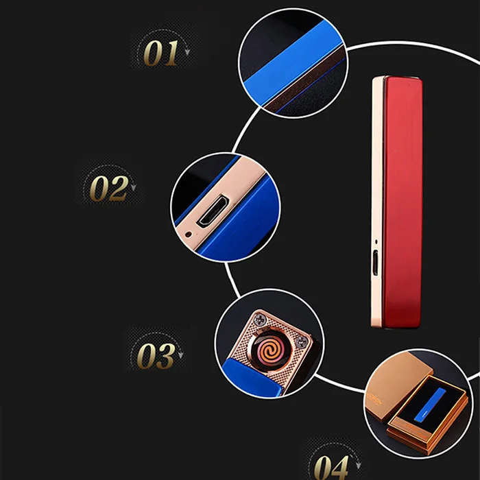 Portable slim rechargeable flameless cigarette usb lighter