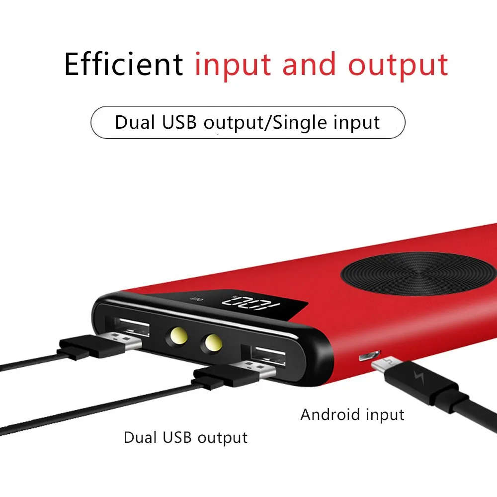 20000mah QI Wireless Charger Power Bank Portable Dual USB with Digital Display