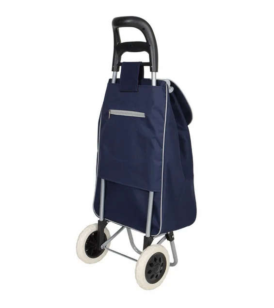Grocery Large Shopping Trolley Bag On Wheels Push Tote Foldable Grocery Luggage - Blue