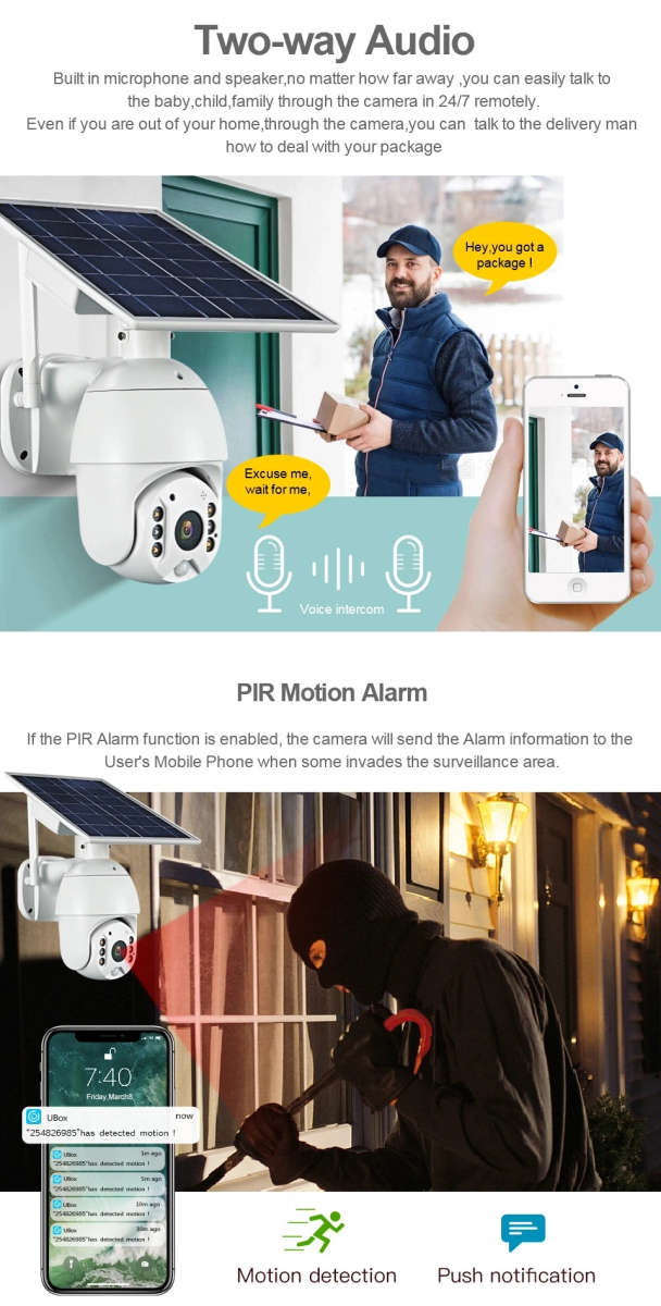 Solar Outdoor Security Wireless PTZ Camera Wifi (Batteries Included)