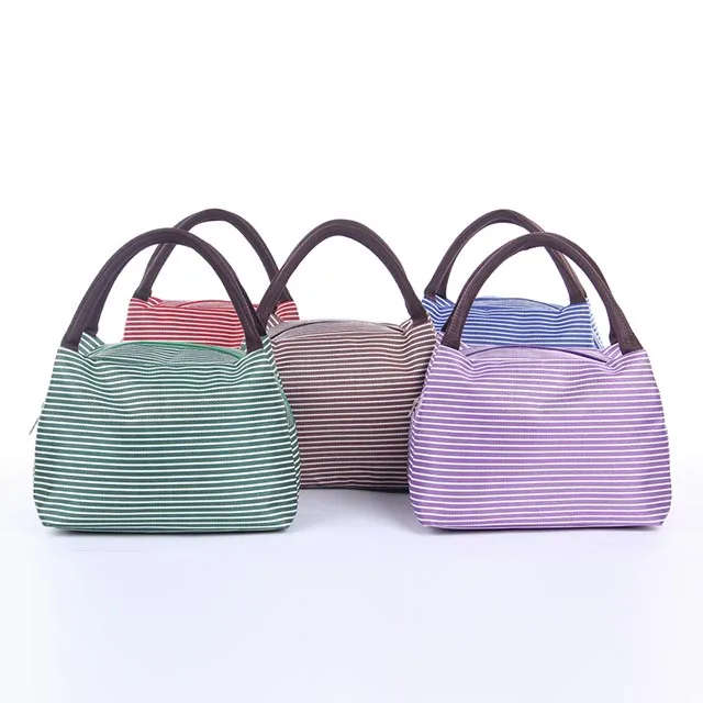 Hot section Oxford cloth striped double insulation bag outdoor picnic bag double meal package