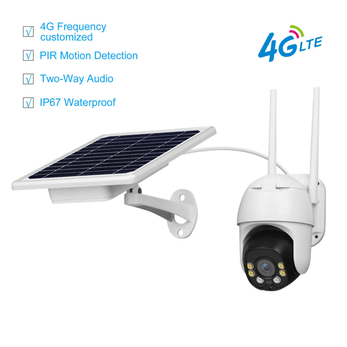 Solar Outdoor Security Wireless PTZ Camera with Sim Card slot (Batteries Included)