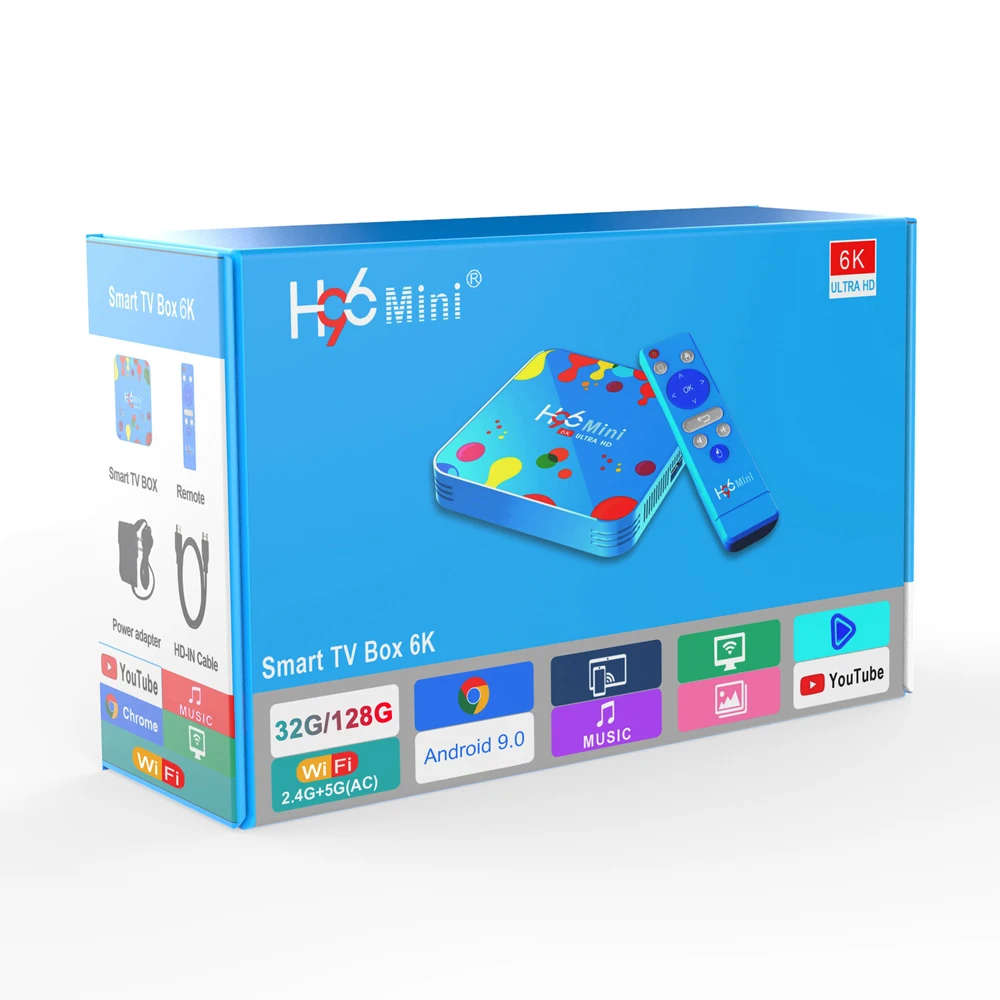 2020 New Android 9.0 4GB 32GB H96 Mini Allwinner H6 Quad Core 6K oem tv box