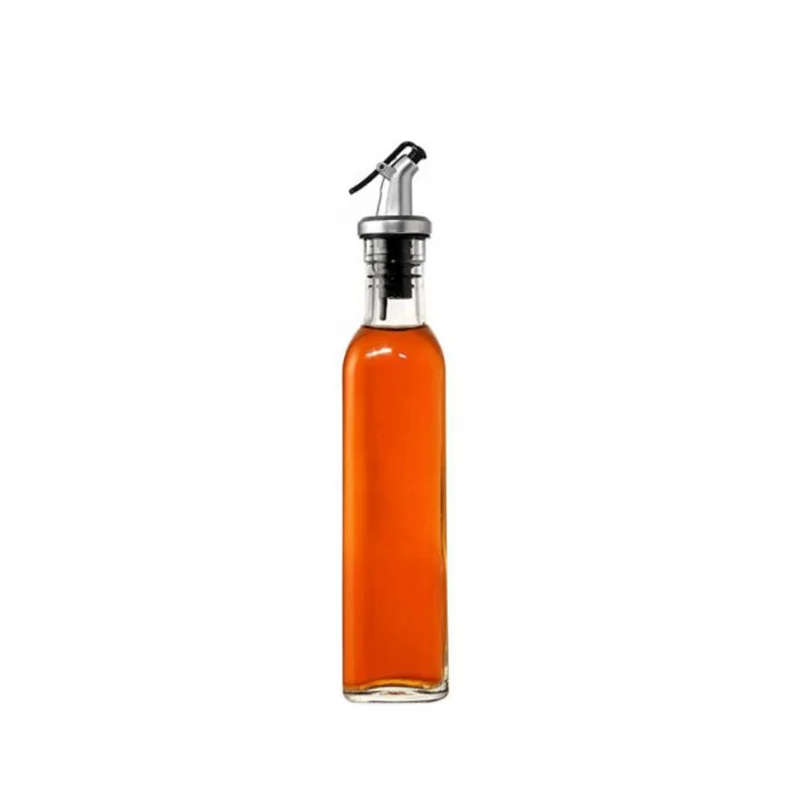 500ml Square Clear Olive Oil Glass Dispenser Bottle With Oiler Mouth