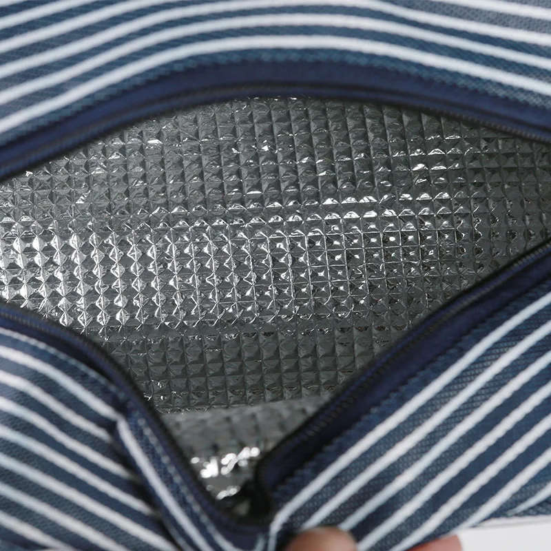 Hot section Oxford cloth striped double insulation bag outdoor picnic bag double meal package