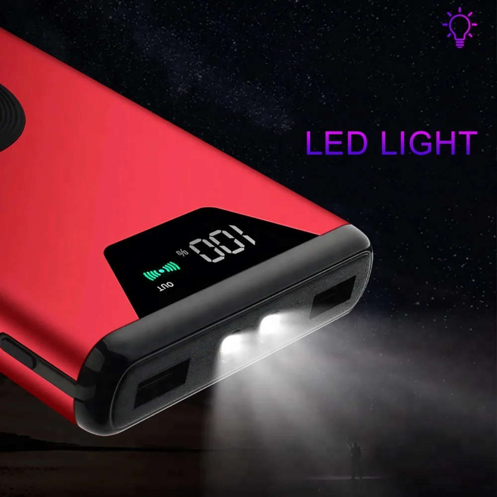 20000mah QI Wireless Charger Power Bank Portable Dual USB with Digital Display