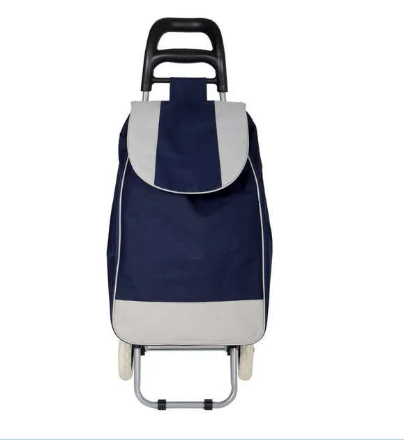 Grocery Large Shopping Trolley Bag On Wheels Push Tote Foldable Grocery Luggage - Blue