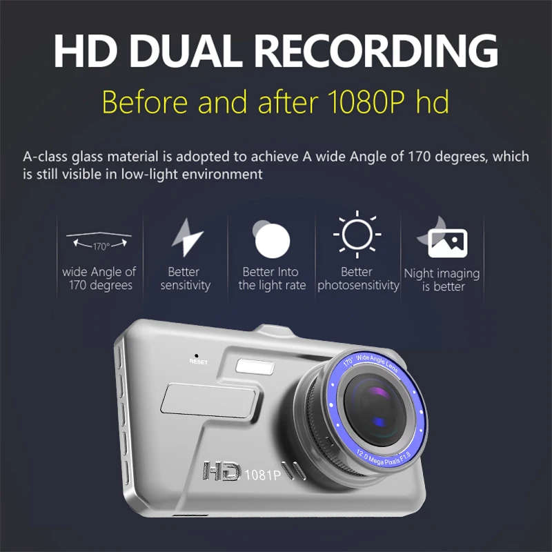 Car Dash Camera Video Recorder 1080P DVR Dual Lens With Rear View Camera Night Vision