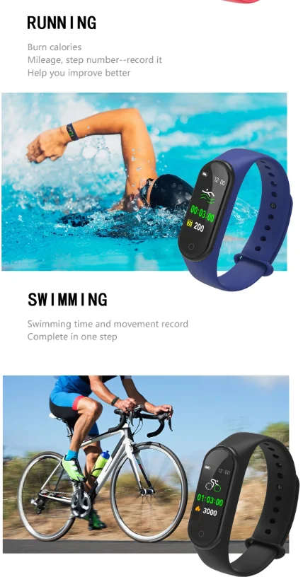 Black M4 Fitness Tracker Smart Watch