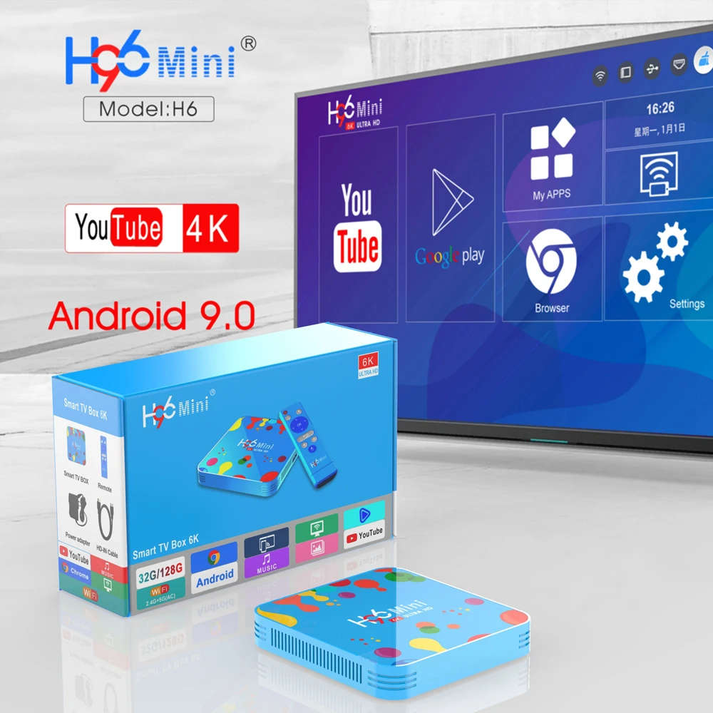 2020 New Android 9.0 4GB 32GB H96 Mini Allwinner H6 Quad Core 6K oem tv box