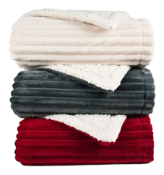 Corduroy Reversible Throw Blanket Soft and Warm 200x230cm