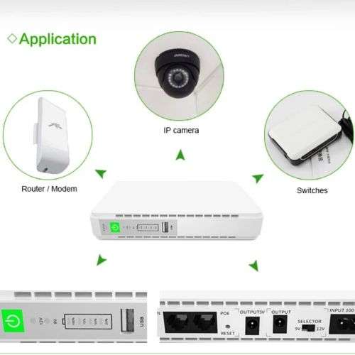 Portable Mini DC UPS 8800mAh POE Port 15V/24V