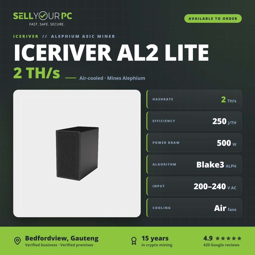 IceRiver AL2 Lite 2Th - Alephium ASIC Miner - Blake3
