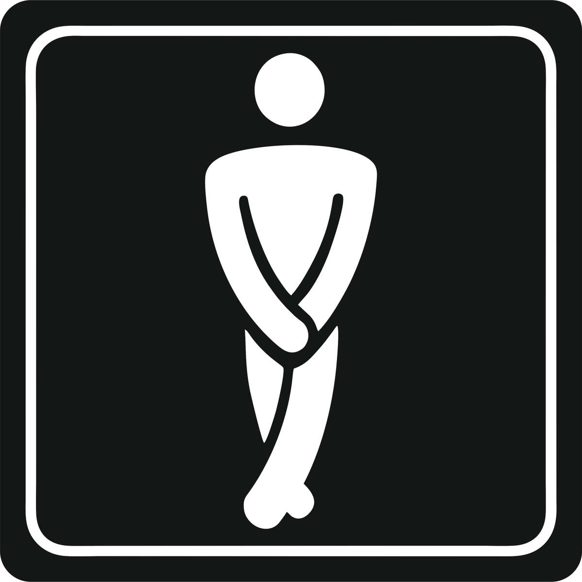 Parrot Gents Toilet Symbolic Sign - White Printed on Black ACP (150 x 150mm)